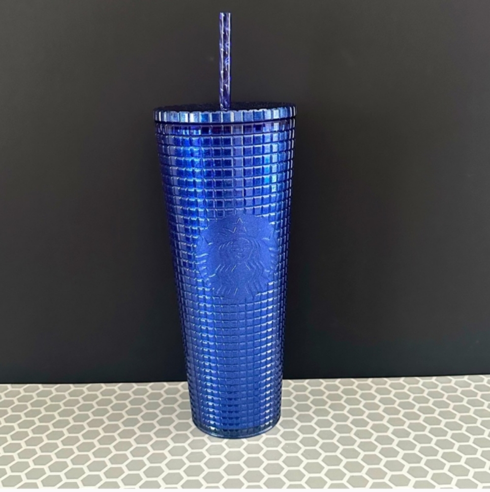 SALE!! 2 FOR $30 Starbucks Blueberry Pearl Grid Glitter Venti 24 oz Tumbler Cup